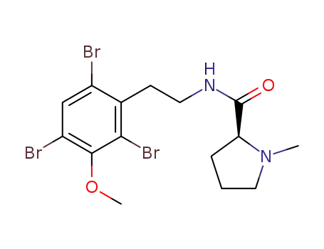 Molecular Structure of 112515-27-2 (2-Pyrrolidinecarboxamide,1-methyl-N-[2-(2,3,4-tribromo-5-methoxyphenyl)ethyl]-, (2S)-)