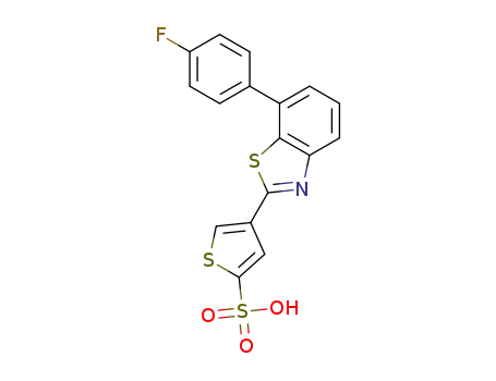 Molecular Structure of 882055-27-8 (4-[7-(4-Fluoro-phenyl)-benzothiazol-2-yl]-thiophene-2-sulfonic acid)