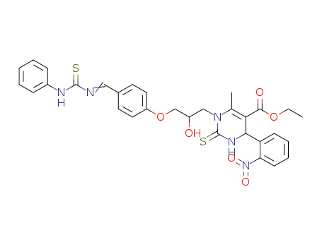 N<sub>1</sub>-(phenyl)-N<sub>3</sub>-{4-[2-hydroxy-3-(5-carbethoxy-6-methyl-2-thio-4-(2-nitrophenyl)-1,2,3,4-tetrahydropyrimidin-1-yl)propoxy]benzylidene}thiourea