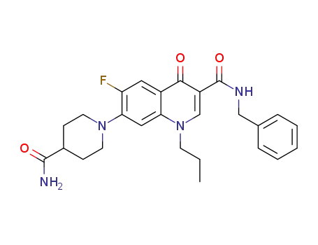 N-benzyl-7-(4-carbamoylpiperidin-1-yl)-6-fluoro-4-oxo-1-propyl-1,4-dihydroquinoline-3-carboxamide