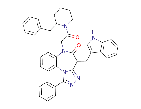 Molecular Structure of 1228935-00-9 (6-[2-(2-benzylpiperidin-1-yl)-2-oxoethyl]-4-(1H-indol-3-ylmethyl)-1-phenyl-4H-[1,2,4]triazolo[4,3-a][1,5]benzodiazepin-5(6H)-one)