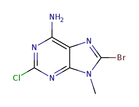 Molecular Structure of 1436428-39-5 (8-bromo-2-chloro-9-methyl-9H-purin-6-amine)