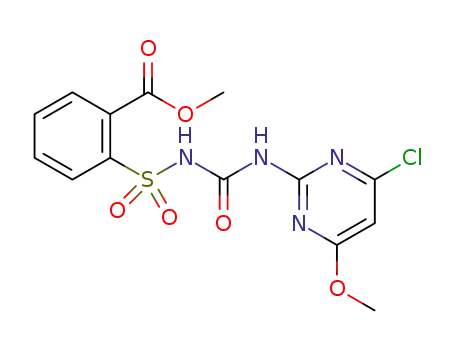 Molecular Structure of 128569-20-0 (methyl 2-(N-(4-chloro-6-methoxypyrimidin-2-ylcarbamoyl)sulfamoyl)benzoate)