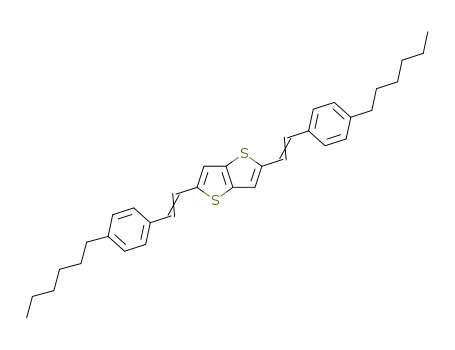 Molecular Structure of 1361012-90-9 (2,5-bis[p-(hexylphenyl)vinyl]-thieno[3,2-b]thiophene)