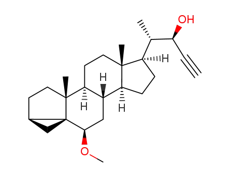 Molecular Structure of 104873-63-4 ((22R)-6β-methoxy-3α,5-cyclo-5α-chol-23-yn-22-ol)