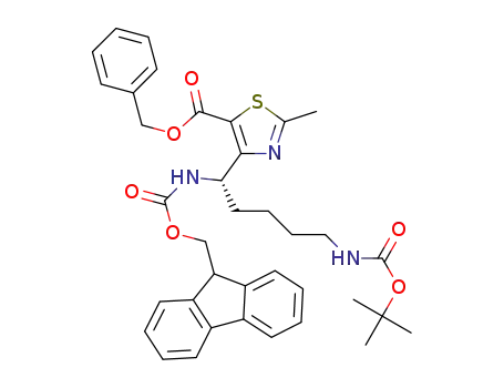 benzyl 4-{(1S)-1-(N-fmoc)amino-[(tert-butoxycarbonyl)amino]pentyl}-2-methyl-1,3-thiazole-5-carboxylate