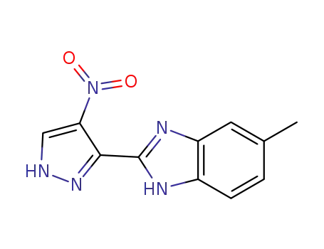Molecular Structure of 1254229-49-6 (5-methyl-2-(4-nitro-1H-pyrazol-3-yl)-1H-benzo[d]imidazole)