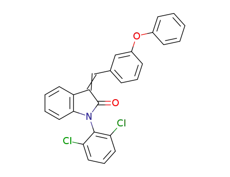 Molecular Structure of 1146981-18-1 (1-{[(2,6-dichlorophenyl)-3-(3-phenoxyphenyl)]methylene}-1,3-dihydroindol-2-one)