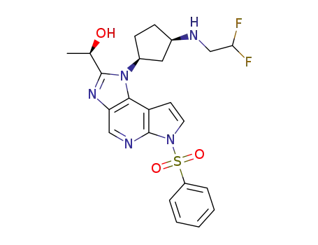 (R)-1-(6-benzenesulfonyl-1-[(1S,3R)-3-(2,2-difluoro-ethylamino)-cyclopentyl]-1,6-dihydro-1,3,5,6-tetraaza-as-indacen-2-yl)-ethanol