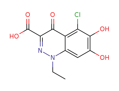 Molecular Structure of 1429439-51-9 (5-chloro-1-ethyl-6,7-dihydroxy-4-oxo-1,4-dihydrocinnolin-3-carboxylic acid)