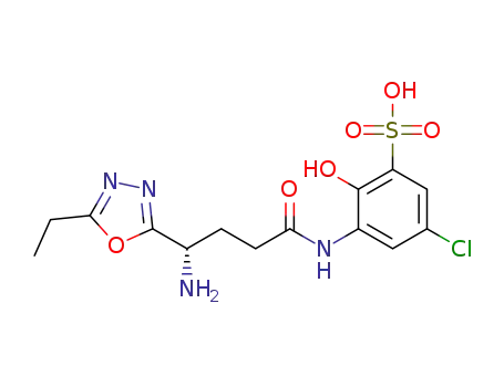 3-[(4S)-4-amino-4-(5-ethyl-1,3,4-oxadiazole-2-yl)butanamide]-5-chloro-2-hydroxybenzene-1-sulfonic acid