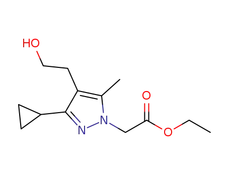 Molecular Structure of 1417557-07-3 (ethyl 2-(3-cyclopropyl-4-(2-hydroxyethyl)-5-methyl-1H-pyrazol-1-yl)acetate)