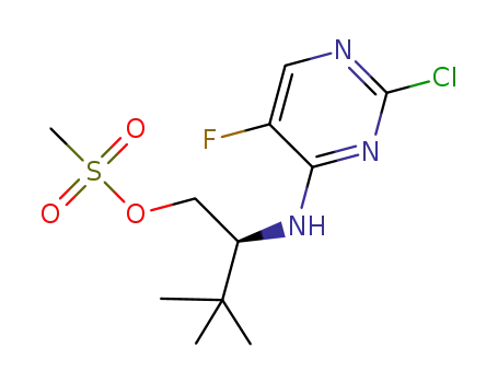 Molecular Structure of 1422052-02-5 ((S)-2-(2-chloro-5-fluoropyrimidin-4-ylamino)-3,3-dimethylbutyl methanesulfonate)