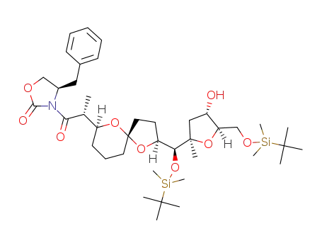 (R)-4-benzyl-3-((R)-2-((2S,5S,7S)-2-((S)-((tert-butyldimethylsilyl)oxy)((2R,4S,5R)-5-(((tert-butyldimethylsilyl)oxy)methyl)-4-hydroxy-2-methyltetrahydrofuran-2-yl)methyl)-1,6-dioxaspiro[4.5]decan-7-yl)propanoyl)oxazolidin-2-one