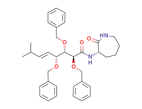 Molecular Structure of 1417606-53-1 ((2S,3S,4R,E)-2,3,4-tris(benzyloxy)-7-methyl-N-((S)-2-oxoazepan-3-yl)oct-5-enamide)