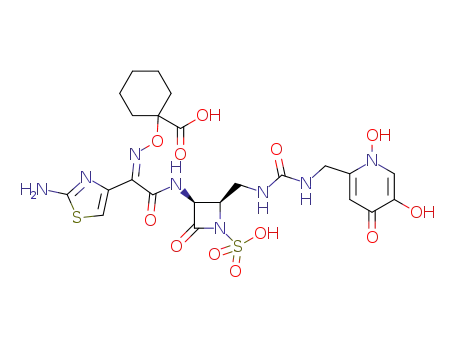 1-({[(1Z)-1-(2-amino-1,3-thiazol-4-yl)-2-({(2R,3S)-2-[({[(1,5-dihydroxy-4-oxo-1,4-dihydropyridin-2-yl)methyl]carbamoyl}amino)methyl]-4-oxo-1-sulfoazetidin-3-yl}amino)-2-oxoethylidene]amino}oxy)cyclohexane carboxylic acid