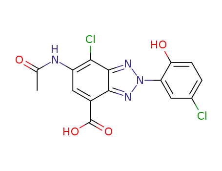 Molecular Structure of 1426245-00-2 (6-acetylamino-7-chloro-2-(5-chloro-2-hydroxyphenyl)-2H-benzotriazole-4-carboxylic acid)