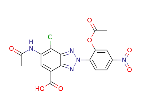 Molecular Structure of 1426245-02-4 (2-(2-acetoxy-4-nitrophenyl)-6-acetylamino-7-chloro-2H-benzotriazole-4-carboxylic acid)