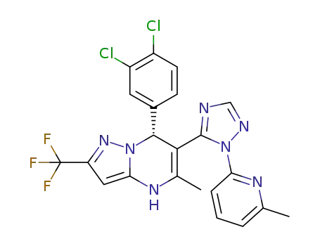 C<sub>22</sub>H<sub>16</sub>Cl<sub>2</sub>F<sub>3</sub>N<sub>7</sub>