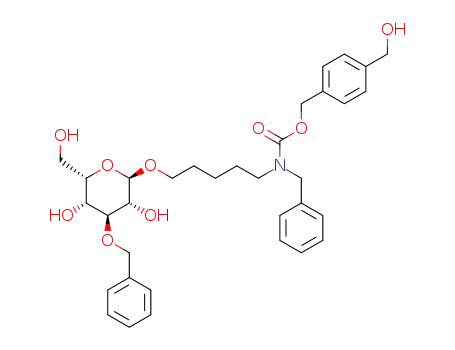 4-(hydroxymethyl)benzyl N-benzyl-N-[5-((3-O-benzyl-α-L-idopyranosyl)oxy)pentyl]carbamate
