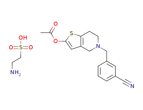 Molecular Structure of 1346456-06-1 ((5-(2-cyanobenzyl)-4,5,6,7-tetrahydrothieno[3,2-c]pyridin-2-yl)acetate taurate)