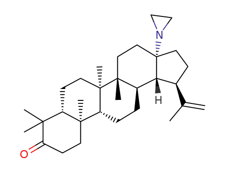 Molecular Structure of 1449662-09-2 ((1R,3aS,5aR,5bR,7aR,11aR,11bR,13aR,13bR)-3a-(aziridin-1-yl)-5a,5b,8,8,11a-pentamethyl-1-(prop-1-en-2-yl)octadecahydro-1H-cyclopenta[a]chrysen-9(5bH)-one)