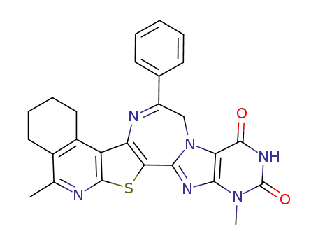 2,14-dimethyl-8-phenyl-3,4,5,6-tetrahydro-9H-purino[7'',8'':1',7'][1,4]diazepino[5',6':4,5]thieno-[2,3-c]isoquinoline-11,13(12H,14H)-dione