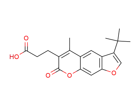 Molecular Structure of 777857-43-9 (3-(3-tert-Butyl-5-methyl-7-oxo-7H-furo[3,2-g]-chromen-6-yl)propanoic acid)