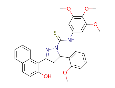 Molecular Structure of 1430086-63-7 (3-(2-hydroxynaphthalen-1-yl)-5-(2-methoxyphenyl)-N-(3,4,5-trimethoxyphenyl)-4,5-dihydro-1H-pyrazole-1-carbothioamide)
