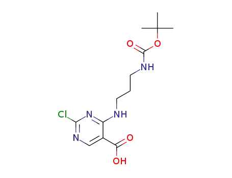 Molecular Structure of 1314997-89-1 (4-(3-tert-Butoxycarbonylaminopropylamino)-2-chloropyrimidine-5-carboxylic acid)