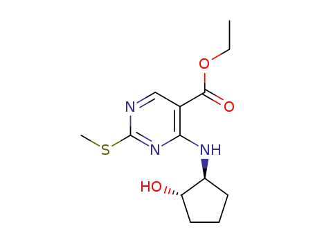 Molecular Structure of 1403863-98-8 (ethyl 4-((1S,2S)-2-hydroxycyclopentylamino)-2-(methylthio)-pyrimidine-5-carboxylate)