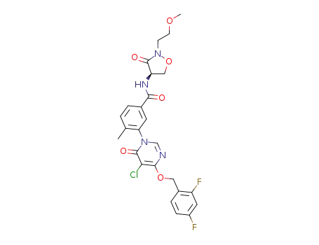 3-[5-chloro-4-(2,4-difluorobenzyloxy)-6-oxo-6H-pyrimidin-1-yl]-N-[(R)-2-(2-methoxyethyl)-3-oxo-isoxazolidin-4-yl]-4-methylbenzamide