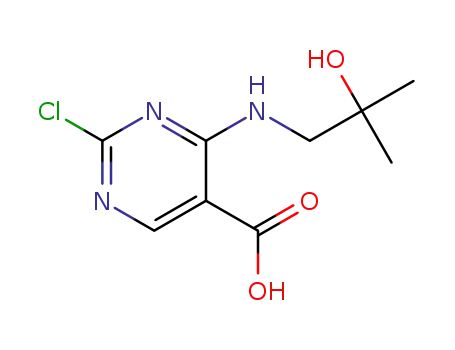 Molecular Structure of 1315513-37-1 (2-Chloro-4-(2-hydroxy-2-methylpropylamino)pyrimidine-5-carboxylic acid)