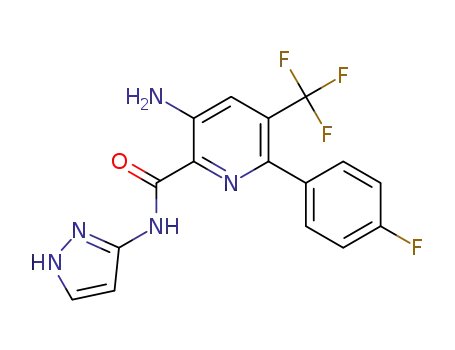 Molecular Structure of 1427400-25-6 (3-amino-6-(4-fluorophenyl)-N-(1H-pyrazol-3-yl)-5-(trifluoromethyl)picolinamide)