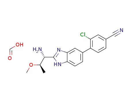 Molecular Structure of 1449473-70-4 (4-{2-[(1R,2R)-1-amino-2-methoxypropyl]-1H-benzimidazol-5-yl}-3-chlorobenzonitrile formate)