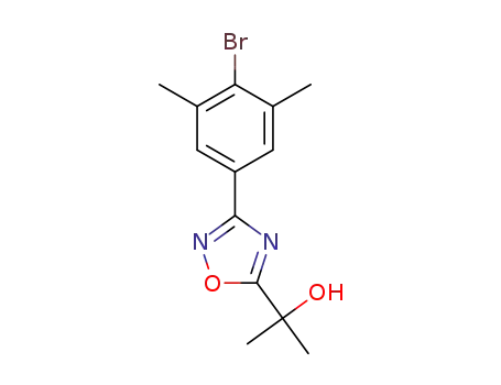 Molecular Structure of 1458656-41-1 (3-(4-bromo-3,5-dimethyl-phenyl)-5-(2-hydroxy-prop-2-yl)-[1,2,4]oxadiazole)