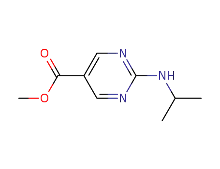 Molecular Structure of 148741-62-2 (5-Pyrimidinecarboxylicacid,2-[(1-methylethyl)amino]-,methylester(9CI))
