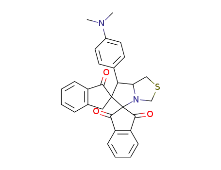Molecular Structure of 1607445-90-8 (7'-(4-dimethylaminophenyl)-5',6',7',7a'-tetrahydrodispiro-[indane-2,5'-pyrrolo[1,2-c][1,3]thiazole-6',2-indan]-1,3,1-trione)