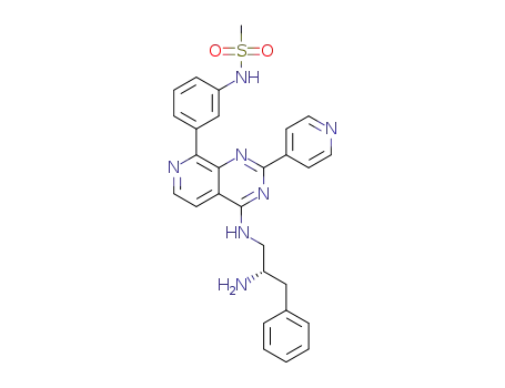 Molecular Structure of 1588951-44-3 (N-{3-[4-((S)-2-amino-3-phenylpropylamino)-2-pyridin-4-ylpyrido[3,4-d]pyrimidin-8-yl]phenyl}methanesulfonamide)