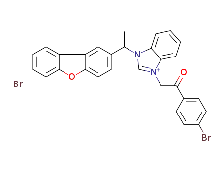 1-(1-(dibenzo[b,d]furan-2-yl)ethyl)-3-(2-(4-bromophenyl)-2-oxoethyl)-1H-benzo[d]imidazol-3-ium bromide