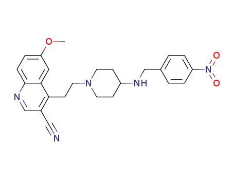 6-methoxy-4-(2-(4-(4-nitrobenzylamino)piperidin-1-yl)ethyl)quinoline-3-carbonitrile