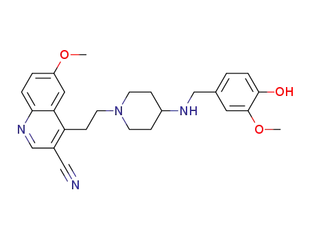 4-(2-(4-(4-hydroxy-3-methoxybenzylamino)piperidin-1-yl)ethyl)-6-methoxyquinoline-3-carbonitrile