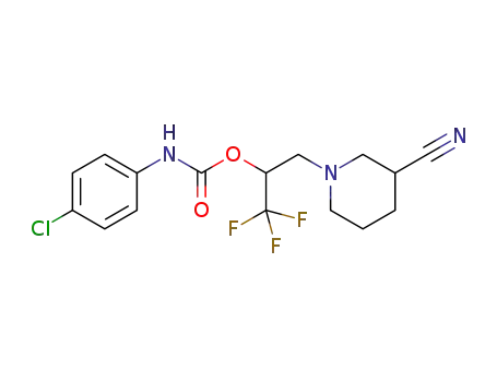 Molecular Structure of 1602922-69-9 ((4-chlorophenyl)-carbamic acid 1-(3-cyanopiperidin-1-ylmethyl)-2,2,2-trifluoroethyl ester)