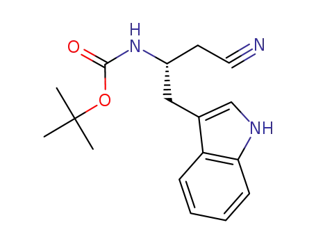 Molecular Structure of 1039025-39-2 (tert-butyl [(1S)-2-cyano-1-(1H-indol-3-ylmethyl)ethyl]carbamate)
