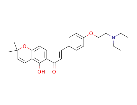 Molecular Structure of 1615245-38-9 ((E)-3-(4-(2-(diethylamino)ethoxy)phenyl)-1-(5-hydroxy-2,2-dimethyl-2H-chromen-6-yl)prop-2-en-1-one)