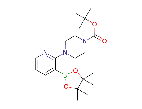 Molecular Structure of 1073354-42-3 (4-[3-(4,4,5,5-TETRAMETHYL-[1,3,2]DIOXABOROLAN-2-YL)-PYRIDIN-2-YL]-PIPERAZINE-1-CARBOXYLIC ACID TERT-BUTYL ESTER)