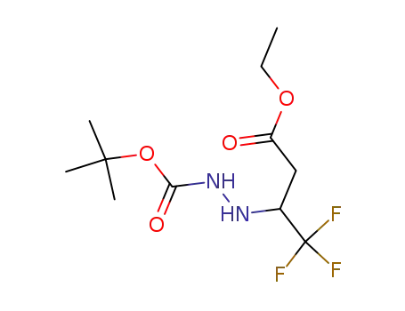 Molecular Structure of 1123546-28-0 (3-(N'-tert-butoxycarbonylhydrazino)-4,4,4-trifluorobutyric acid ethyl ester)