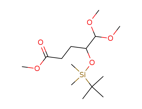 Molecular Structure of 137919-29-0 (Pentanoic acid, 4-[[(1,1-dimethylethyl)dimethylsilyl]oxy]-5,5-dimethoxy-,
methyl ester)