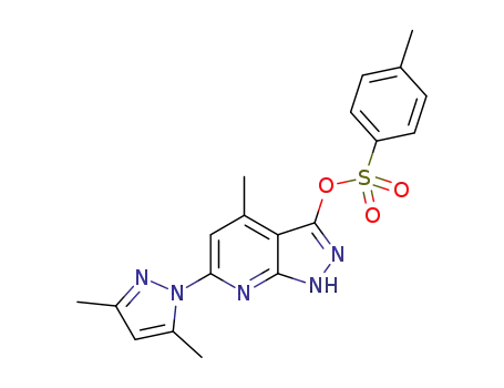 Molecular Structure of 1612761-98-4 (toluene-4-sulfonic acid 6-(3,5-dimethylpyrazol-1-yl)-4-methyl-1H-pyrazolo[3,4-b]pyridine-3-yl ester)