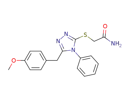 Molecular Structure of 874798-09-1 (2-[5-(4-methoxybenzyl)-4-phenyl-4H-1,2,4-triazol-3-ylsulfanyl]acetamide)